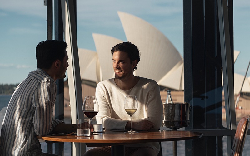Two men dining at Quay restaurant