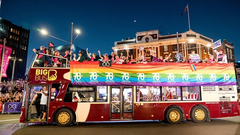 78ers on a bus in the 2018 Mardi Gras Parade